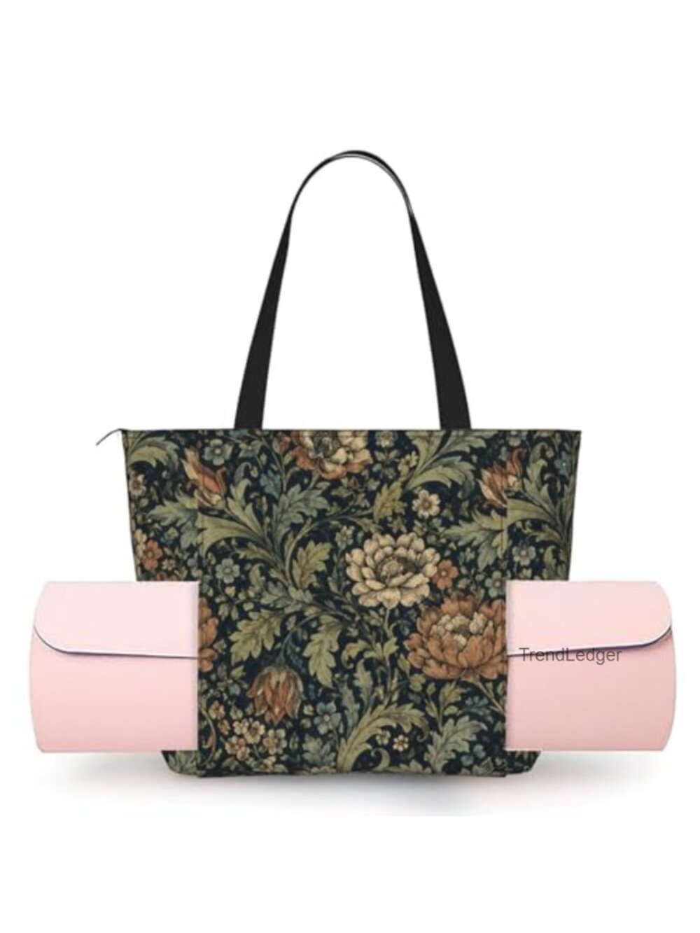 Large Yoga Mat Bag Tote with Mat Holder & Zipper Polyester Gym Workout Travel